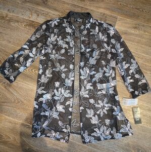 Women's Medium Alex Evenings Sequined Floral Shall Blouse NWT New